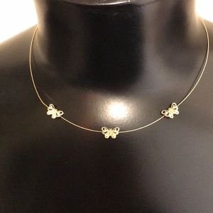 Dainty gold diamond butterfly necklace